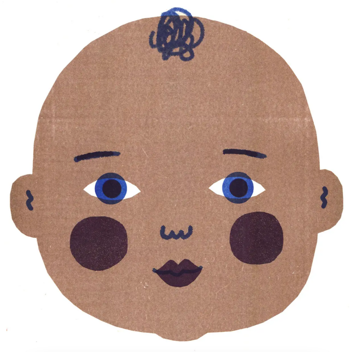 Brown/Blue Baby Square Riso Print -Louise Lockhart