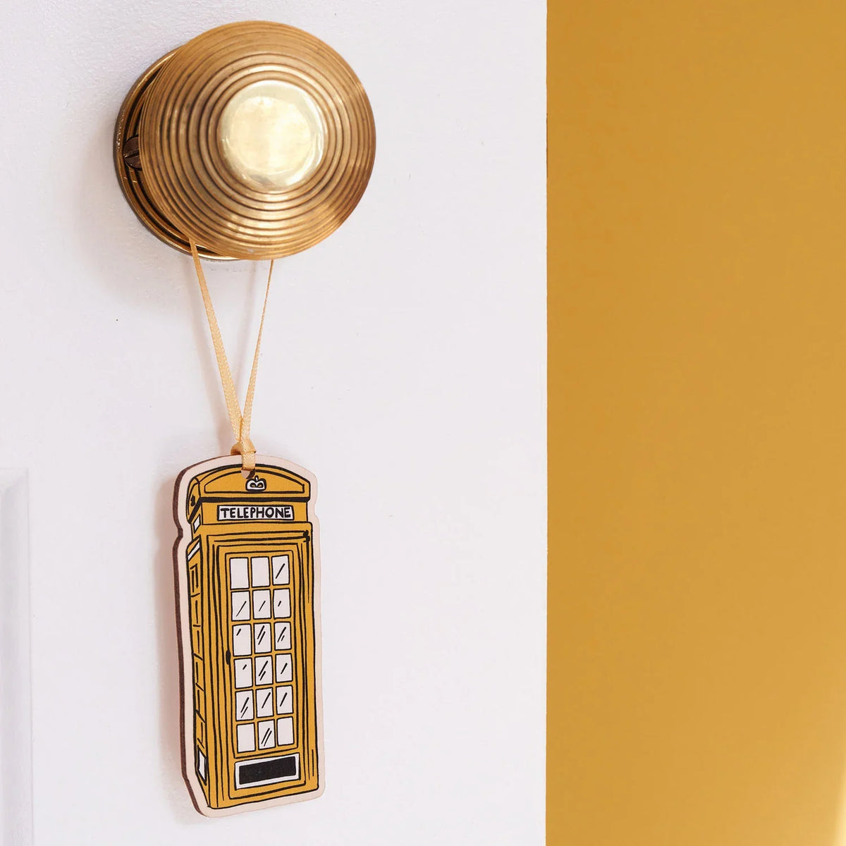 Victoria Eggs Gold Telephone Box Wooden Decoration