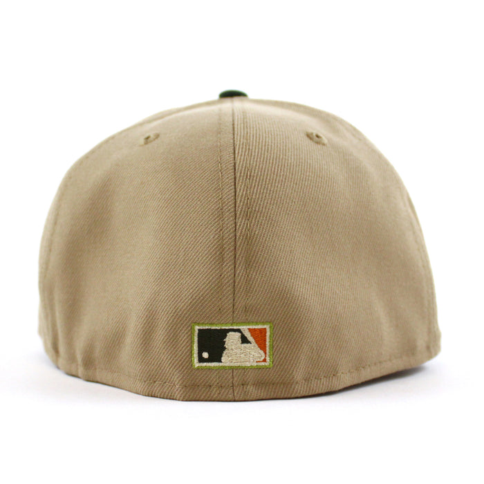 Anaheim Angels 50 ANGEL STADIUM New Era 59Fifty Fitted Hat (GITD CAMEL MOUNTAIN PINE GREEN PINK ROUGE Under Brim)
