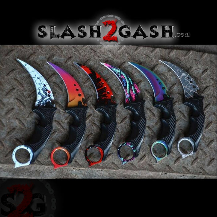 CSGO Grey Karambit Full TANG Tactical Claw Neck Knife w/ Sheath ELITE ver
