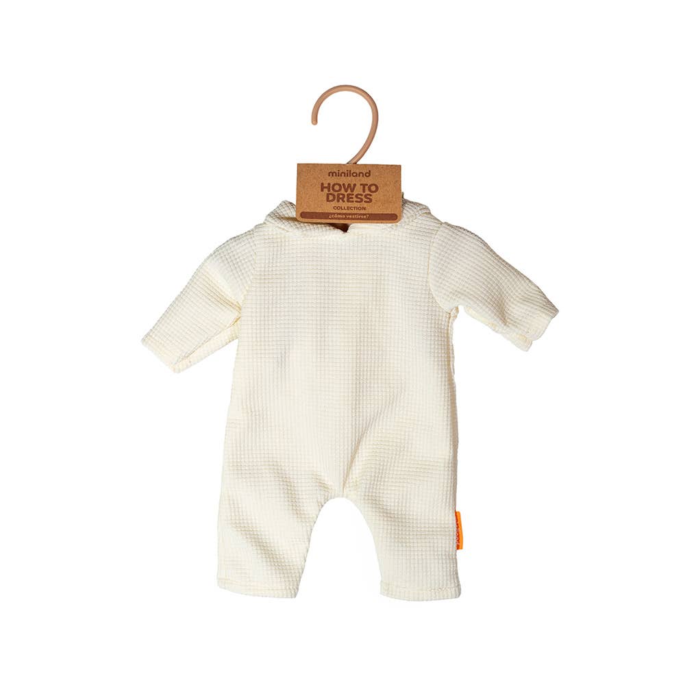 beige pajamas with hat for dolls 15"