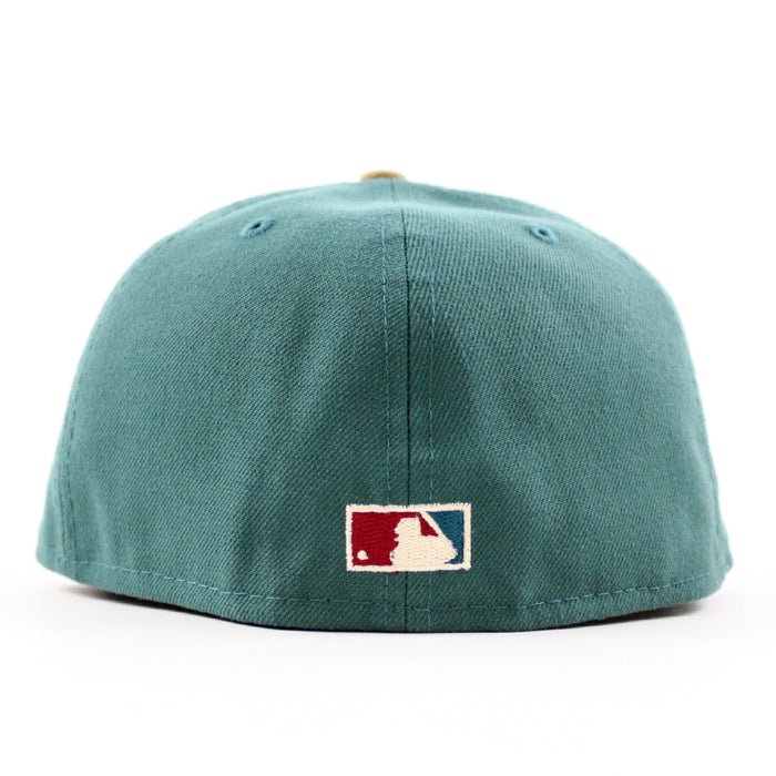 KANSAS CITY ATHLETICS Elephant New Era 59Fifty Fitted Hat (Pine Khaki Green Under Brim)