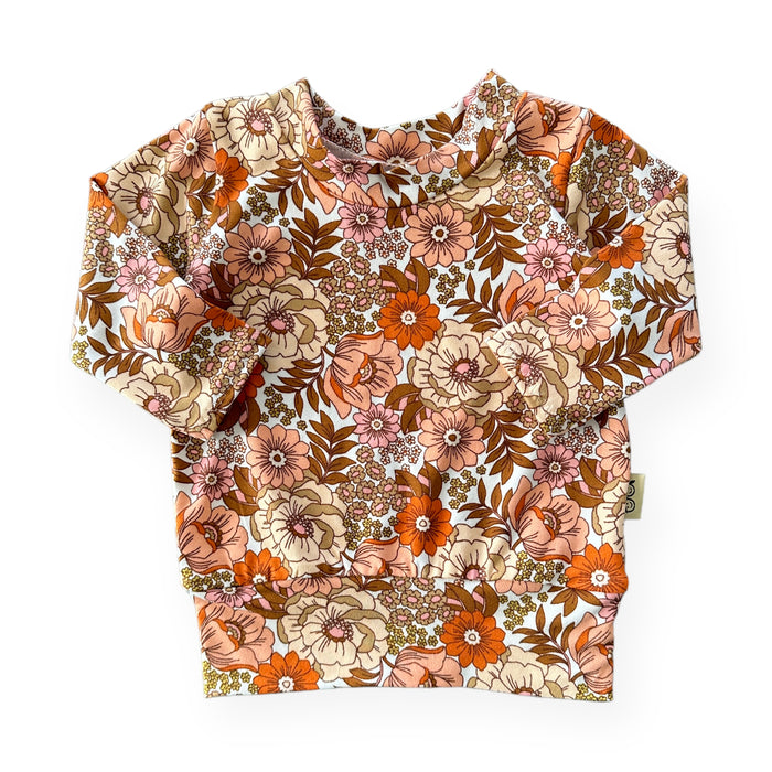 Neutral Boho Floral Lounge Top