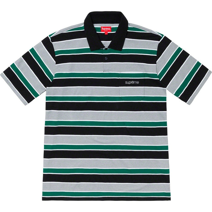 Supreme Classic Logo Stripe Polo Black (WORN)