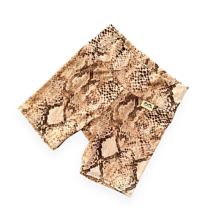 Tan Snake Print Biker Shorts