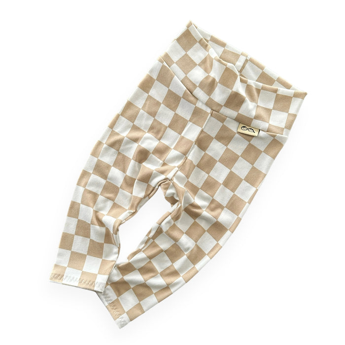 Taupe Retro Checkered Leggings