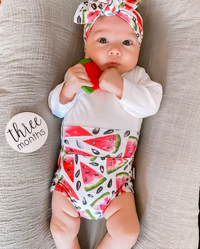 Baby Girl in Watermelon Headbands
