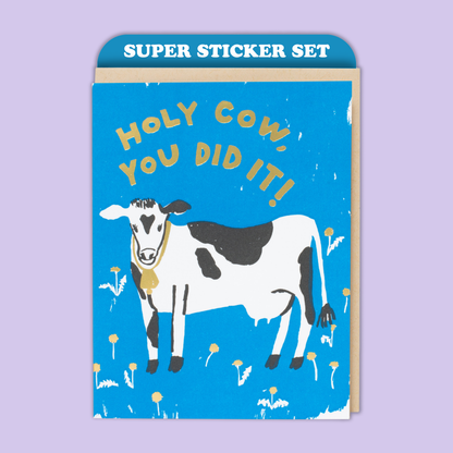 Card & Sticker Sheet Set - Holy Cow Congrats