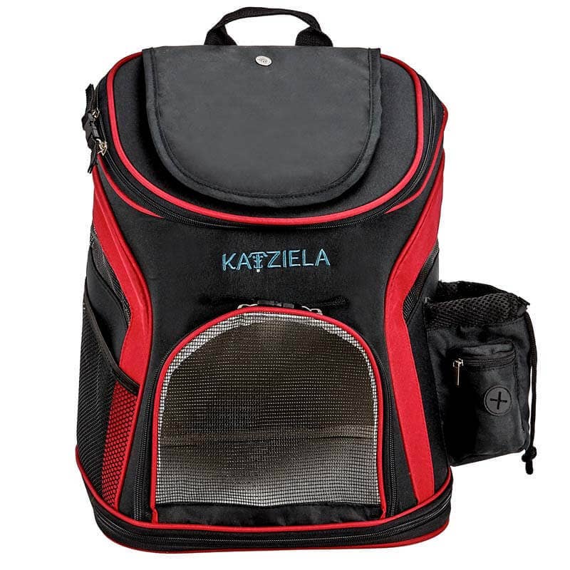 Katziela - Pet Carrier Voyager Backpack For Dogs and Cats Red and Green