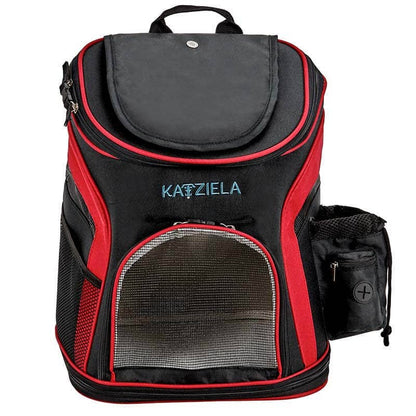 Katziela - Pet Carrier Voyager Backpack For Dogs and Cats Red and Green