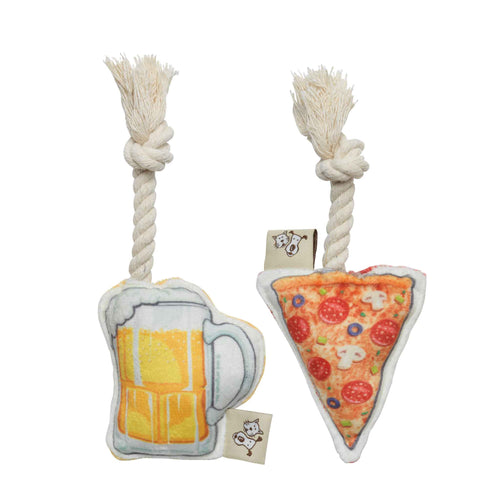 Pizza & Beer Mini Dog Toy Set