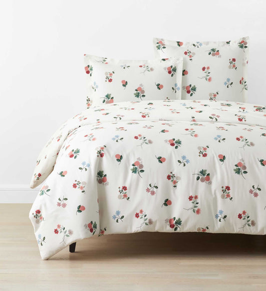 Percale Duvet Cover - Ditsy Dahlia Ivory