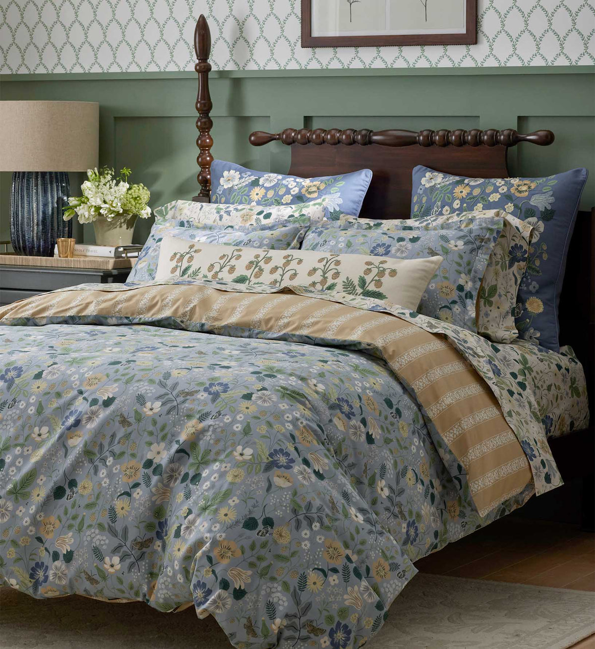 Percale Duvet Cover - Strawberry Fields Slate