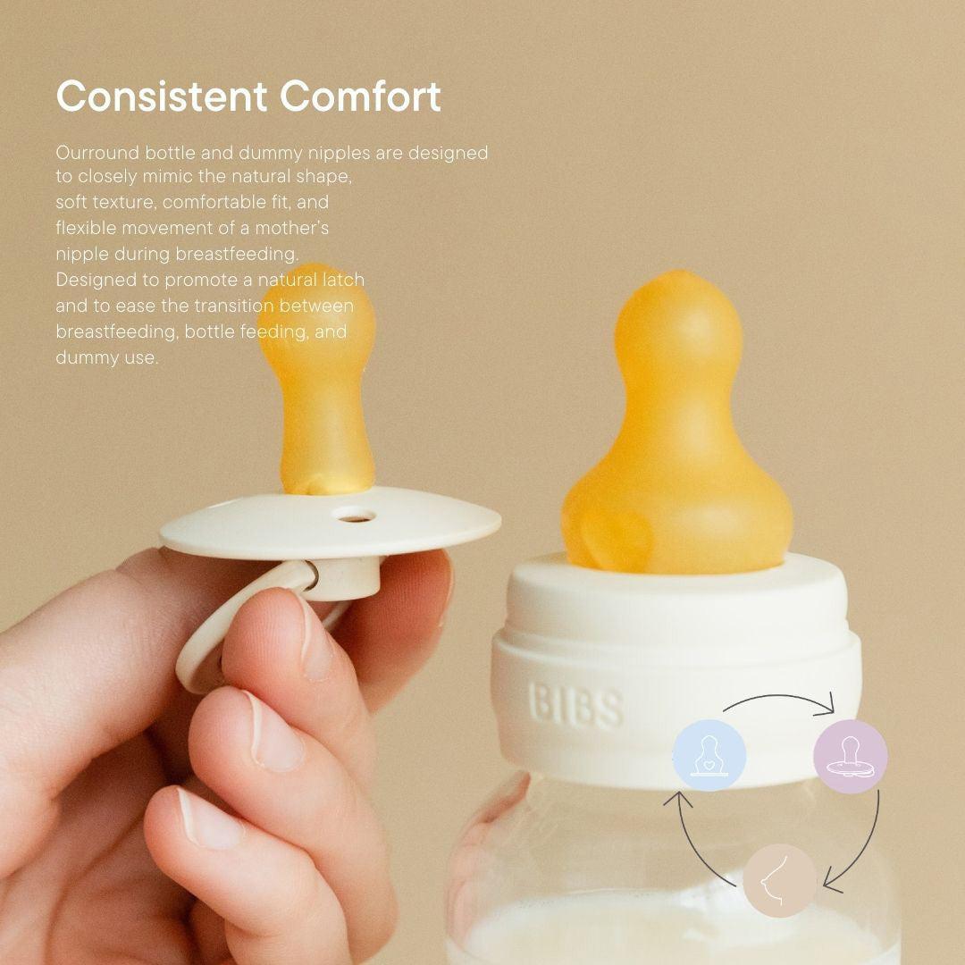 BIBS Medium Flow Baby Bottle Latex 2 Pack - Clear