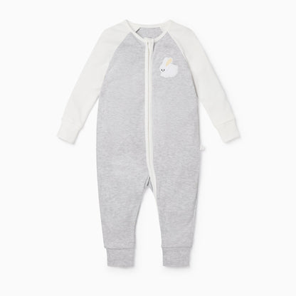 Bunny Raglan Zip-Up Sleepsuit