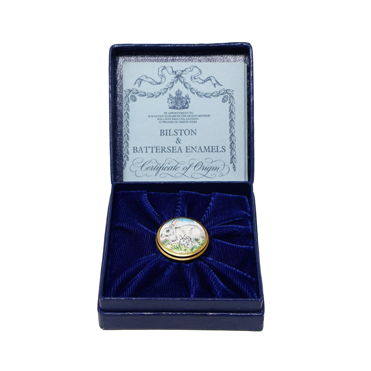 Halcyon Days Rabbit Family Miniature Enamel Box