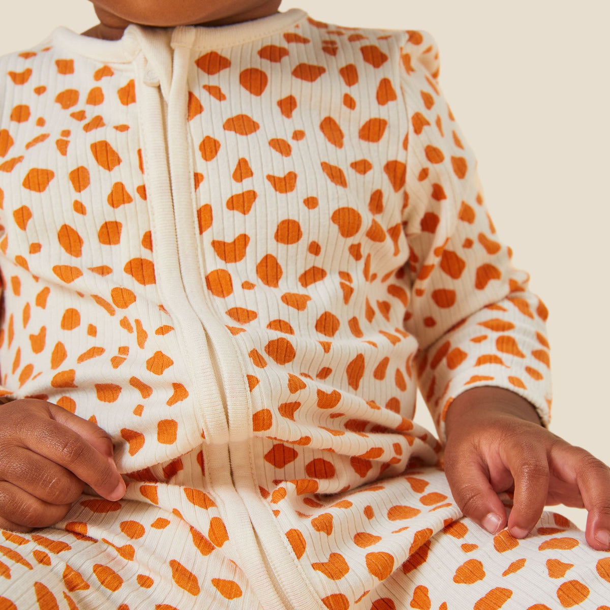 Giraffe Spot Ribbed Clever Zip Sleepsuit