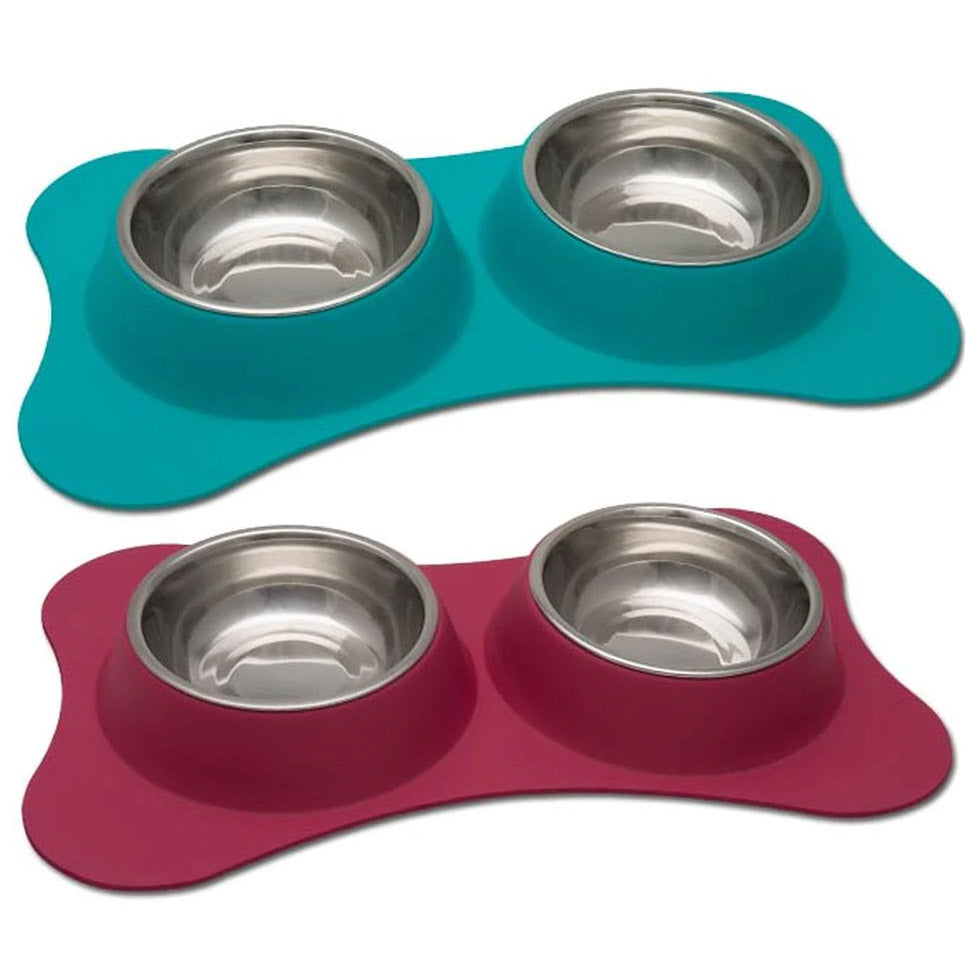 Loving Pets Bone-Shaped Flexible Double Diner