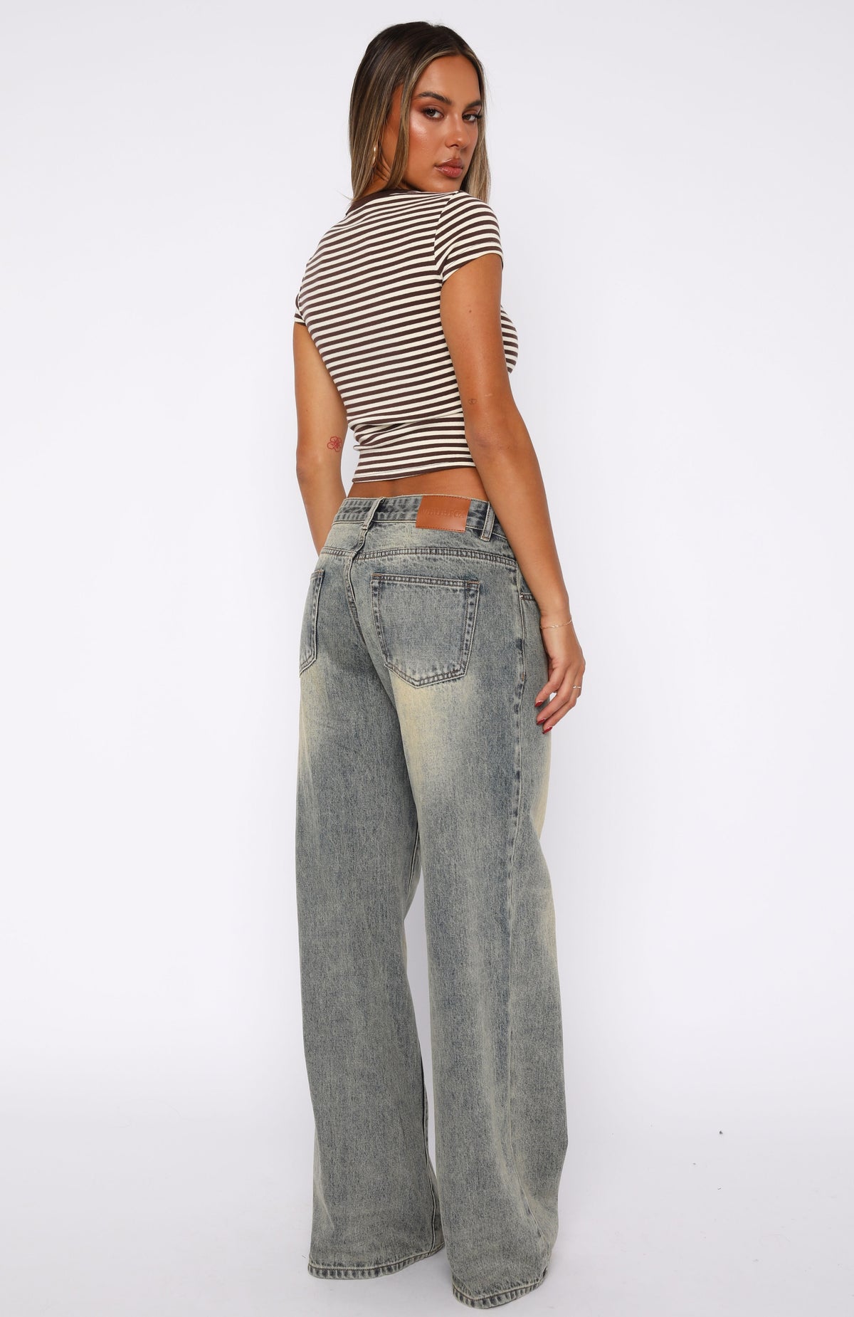Maeve Low Rise Wide Leg Jeans Sand