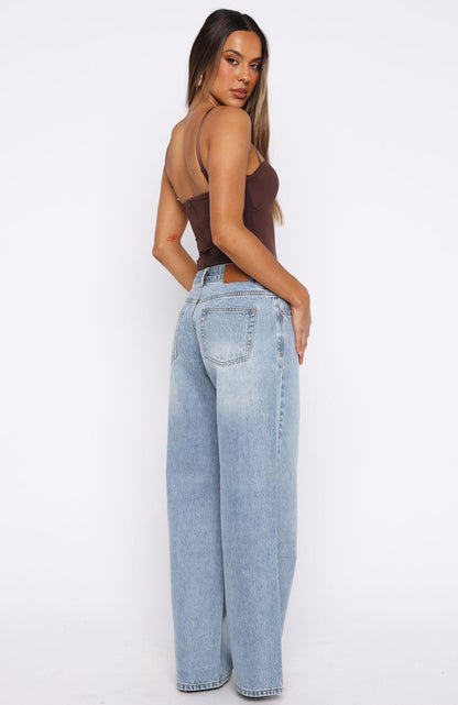 Maeve Low Rise Wide Leg Jeans Light Blue