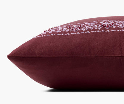 Estee Border Embroidered Pillow - Mulberry
