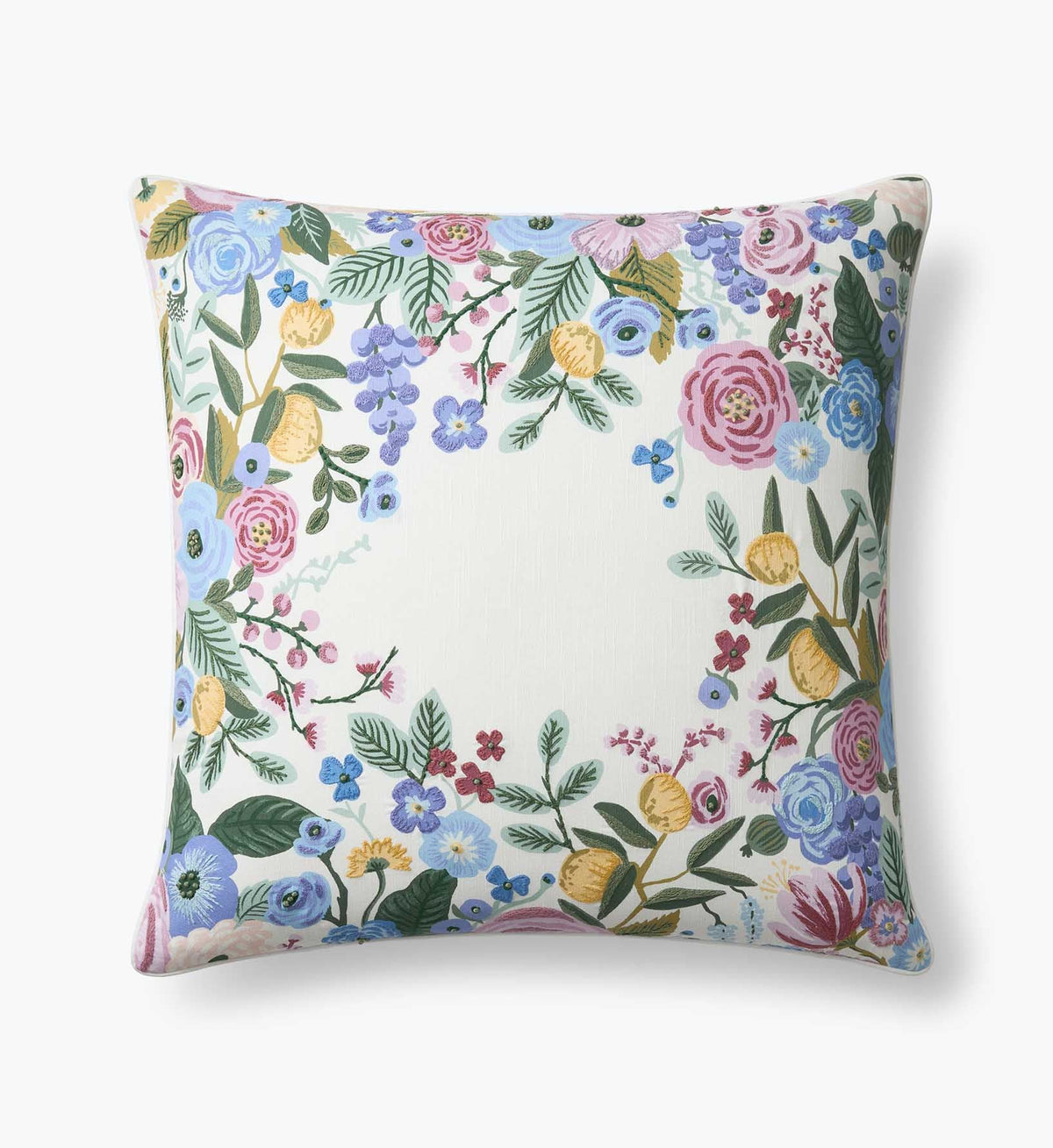 Embroidered Pillow Cover - Garden Party Ivory