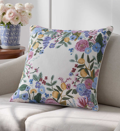 Embroidered Pillow Cover - Garden Party Ivory