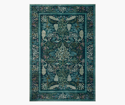 Canopy Peacock Forest Printed Rug - Teal