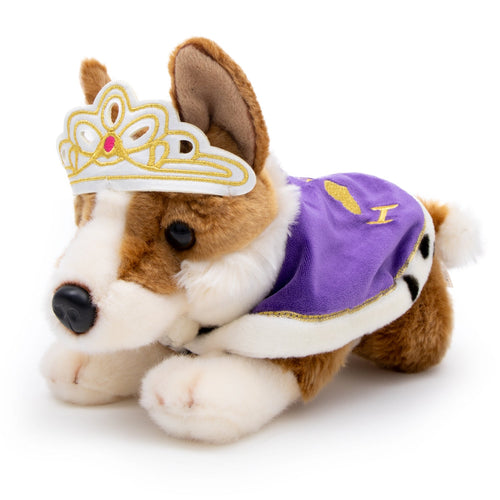 Royal Corgi Dog Soft Toy with Cape and Crown