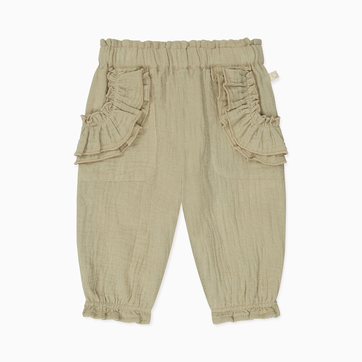 Floral Muslin Bloomer Blouse & Sage Muslin Frilled Trousers Outfit