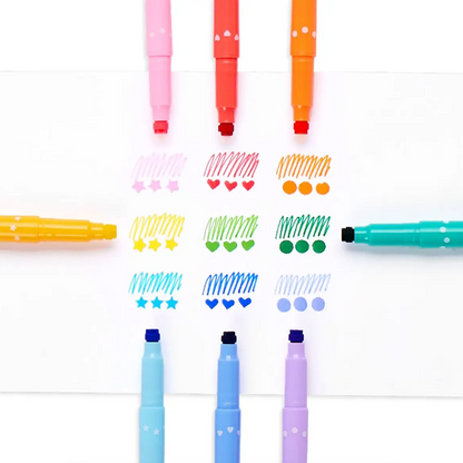 Confetti Stamp Double-Ended Markers -set of 9