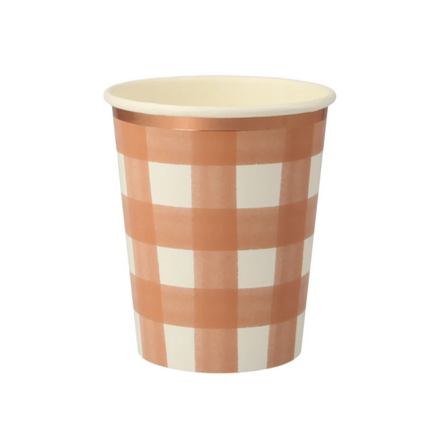 Burnt Orange Gingham Cups (8pk)