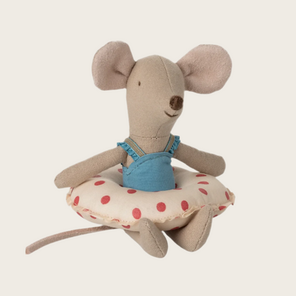 Beach mouse with float - Little sister - red Dot