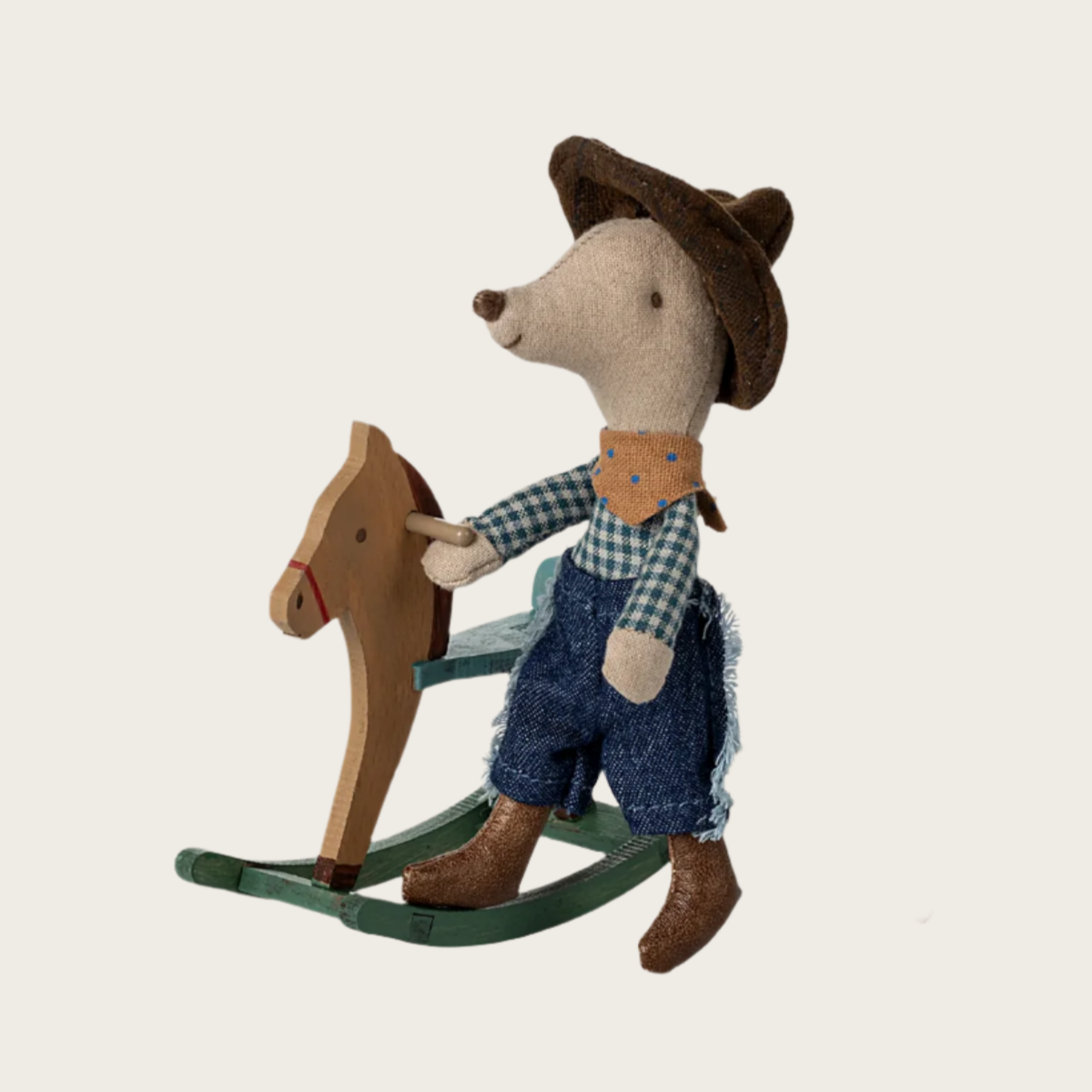Cowboy mouse on rocking horse - Little brother