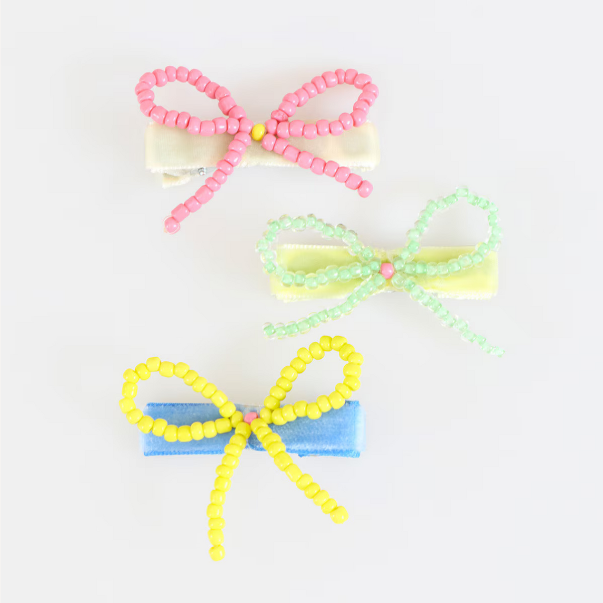 Beaded Bow Hair Clips (x5)