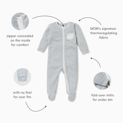 Khaki Cloud Zip-Up Sleepsuit 4 Pack