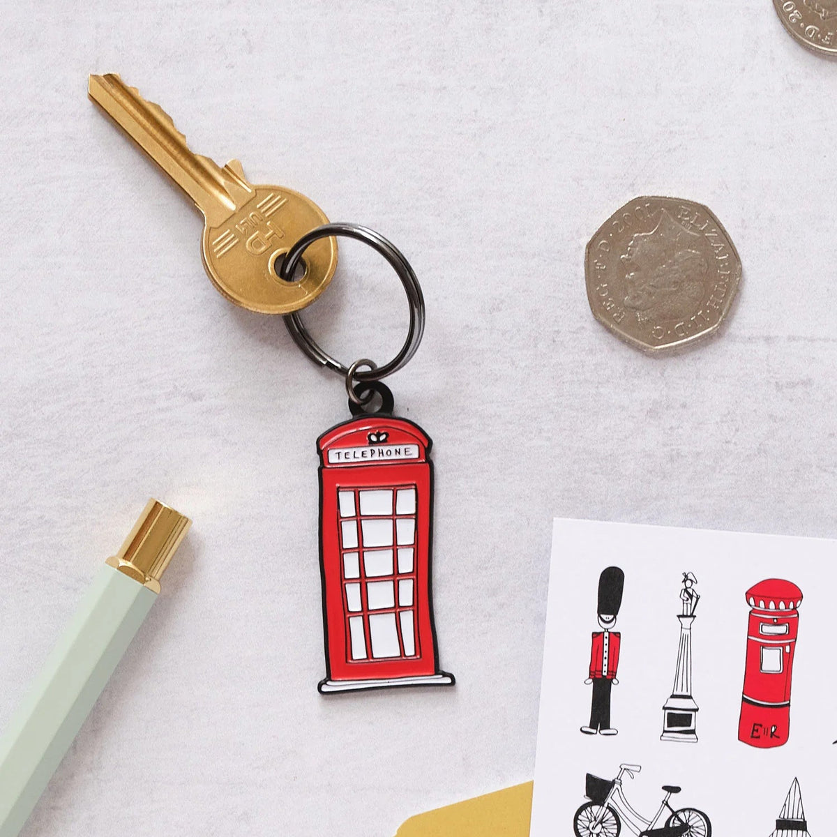 Victoria Eggs Enamel Telephone Box Keyring