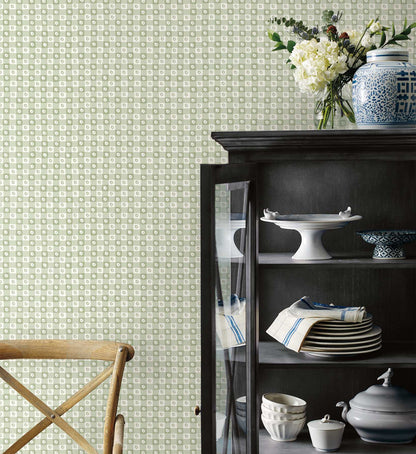 Daisy Gingham Peel & Stick Wallpaper Sample - Green