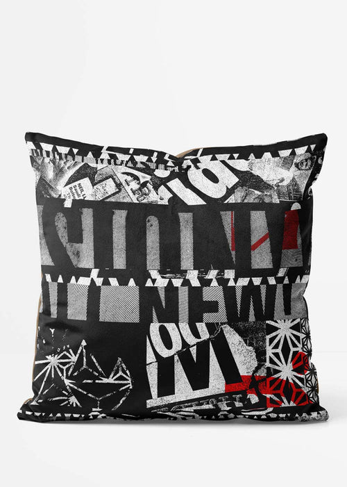 Abstract Typography Posters Cushion, front view