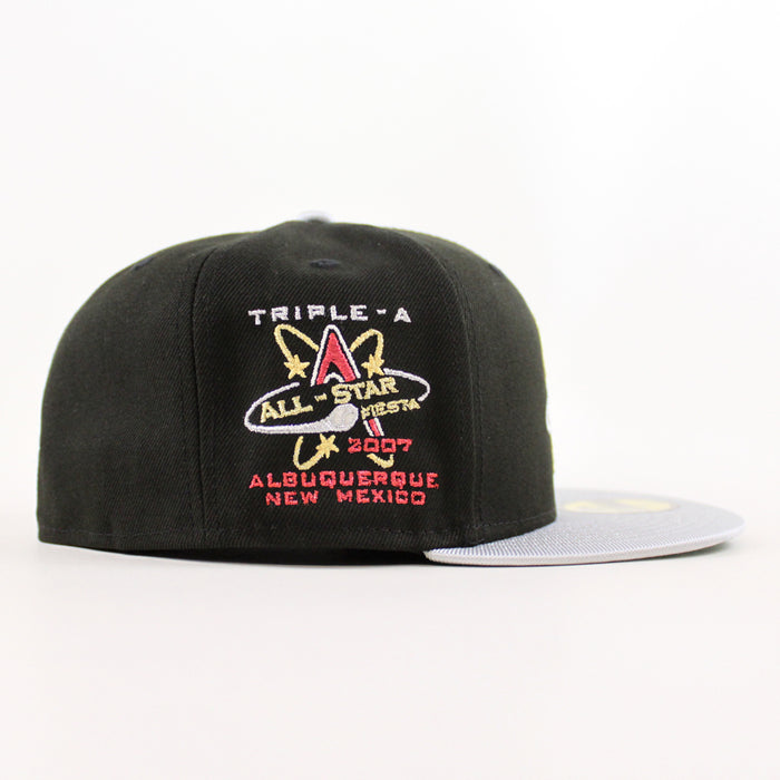 ALBUQUERQUE ISOTOPES Triple A Baseball New Era 59Fifty Fitted Hat (Drip Black Silver Green Under Brim)