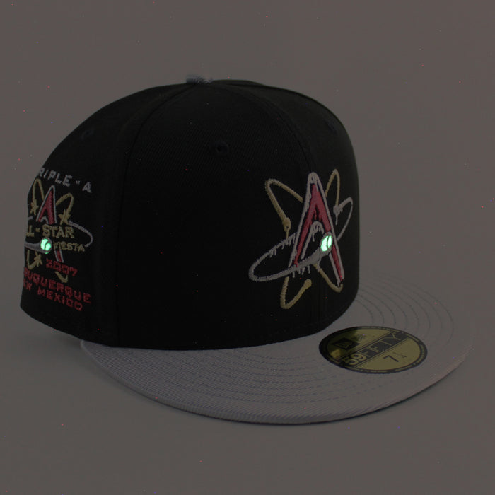ALBUQUERQUE ISOTOPES Triple A Baseball New Era 59Fifty Fitted Hat (Drip Black Silver Green Under Brim)