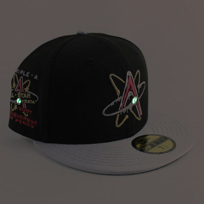 ALBUQUERQUE ISOTOPES Triple A Baseball New Era 59Fifty Fitted Hat (Drip Black Silver Green Under Brim)