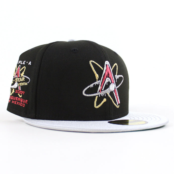 ALBUQUERQUE ISOTOPES Triple A Baseball New Era 59Fifty Fitted Hat (Drip Black Silver Green Under Brim)