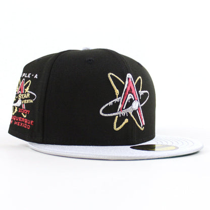 ALBUQUERQUE ISOTOPES Triple A Baseball New Era 59Fifty Fitted Hat (Drip Black Silver Green Under Brim)
