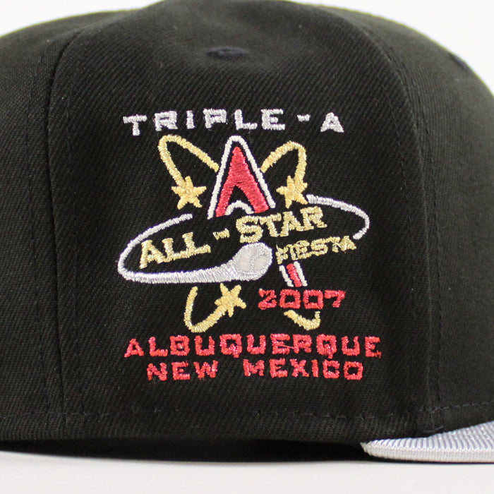 ALBUQUERQUE ISOTOPES Triple A Baseball New Era 59Fifty Fitted Hat (Drip Black Silver Green Under Brim)