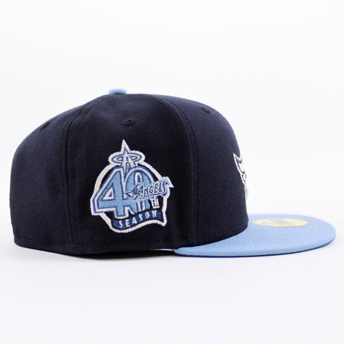 Anaheim Angels 40th Anniversary New Era 59Fifty Fitted Hat (GITD Blue Sky Blue Aqua Under Brim)