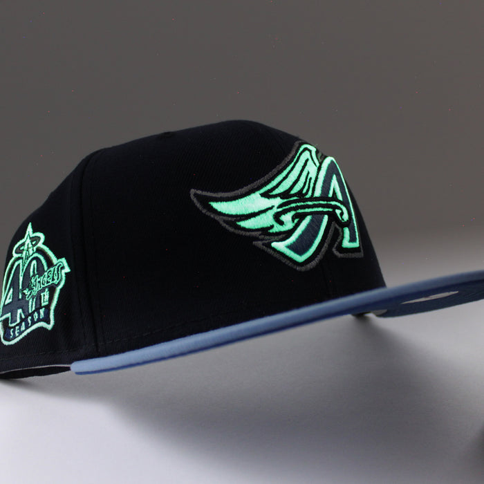 Anaheim Angels 40th Anniversary New Era 59Fifty Fitted Hat (GITD Blue Sky Blue Aqua Under Brim)