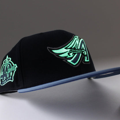 Anaheim Angels 40th Anniversary New Era 59Fifty Fitted Hat (GITD Blue Sky Blue Aqua Under Brim)