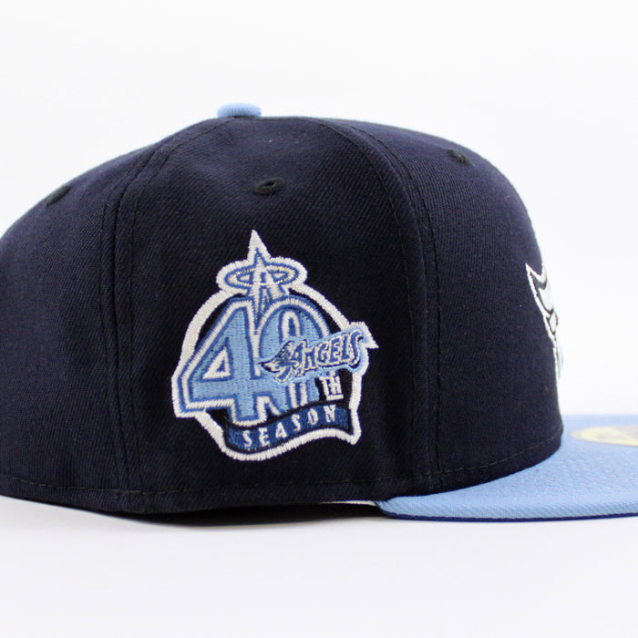 Anaheim Angels 40th Anniversary New Era 59Fifty Fitted Hat (GITD Blue Sky Blue Aqua Under Brim)