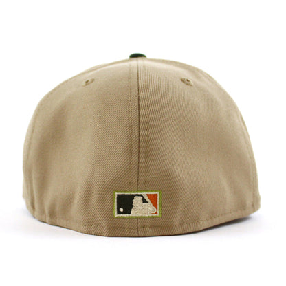 Anaheim Angels 50 ANGEL STADIUM New Era 59Fifty Fitted Hat (GITD CAMEL MOUNTAIN PINE GREEN PINK ROUGE Under Brim)